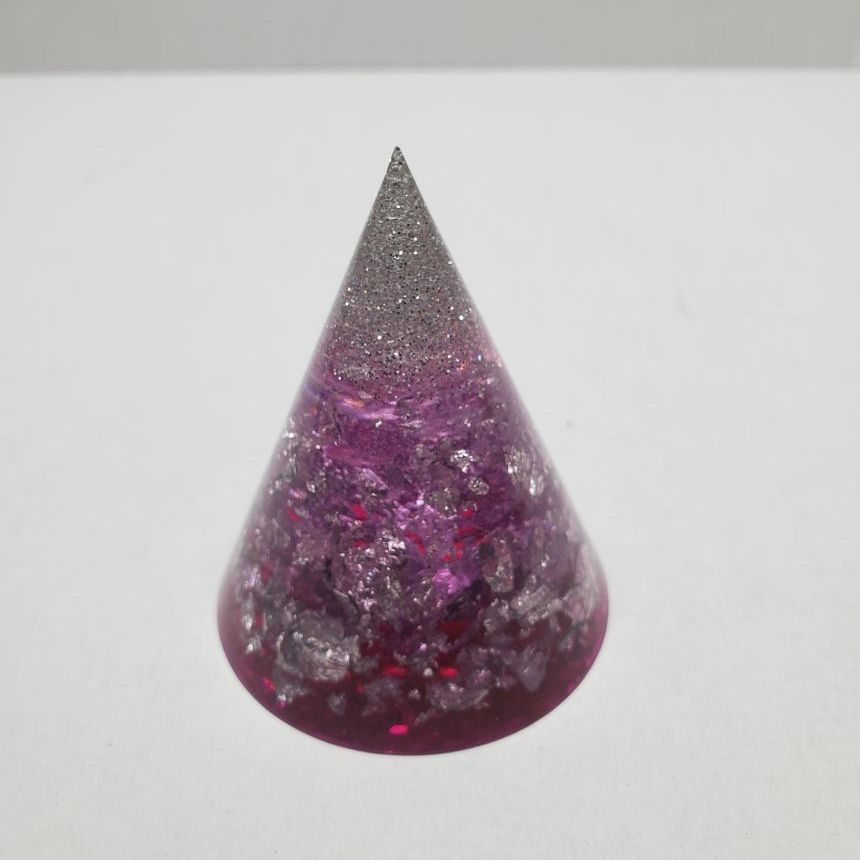 Small Magenta / Sliver Resin Cone