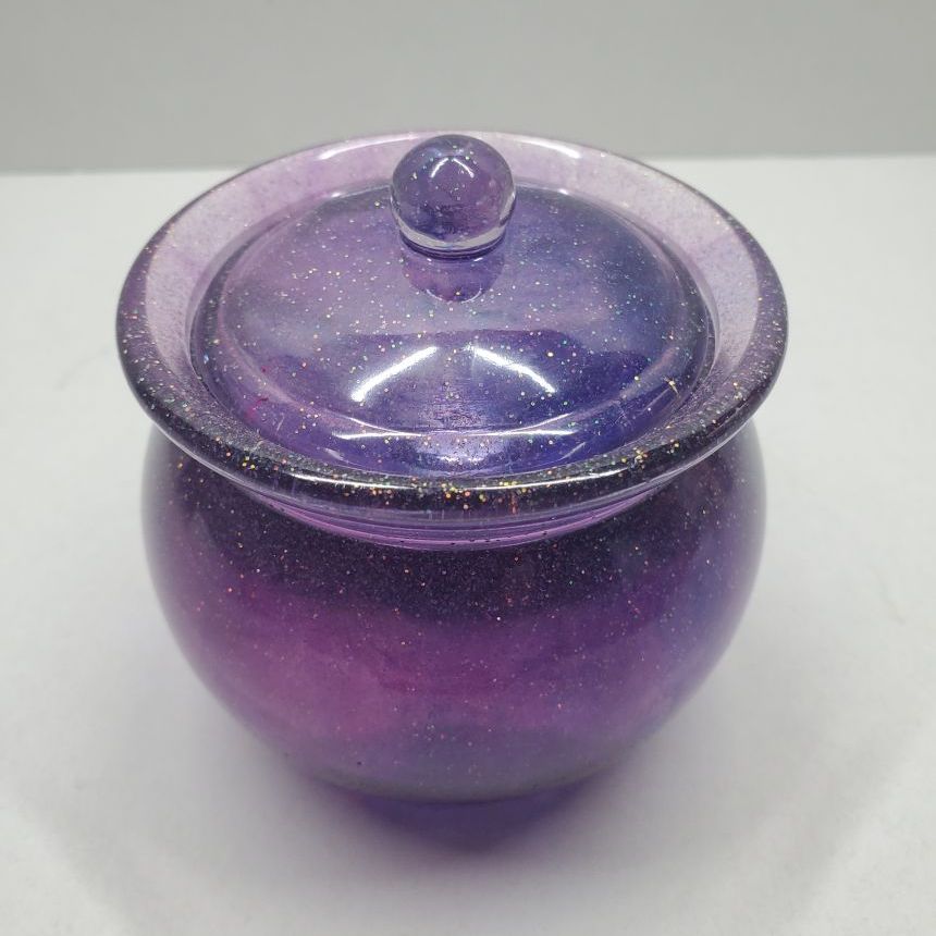 Purple Resin Trinket Jar with Lid
