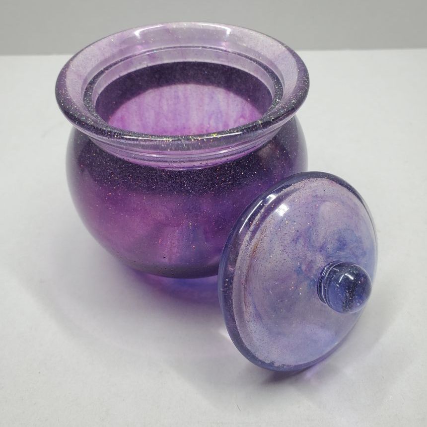 Purple Resin Trinket Jar with Lid